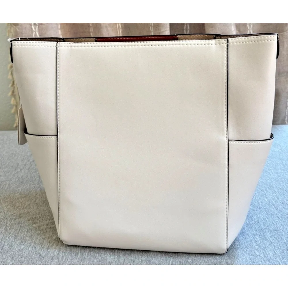 CLUCI Vegan Leather Hobo Bucket Bag Pockets 2 Detachable Straps White Brown